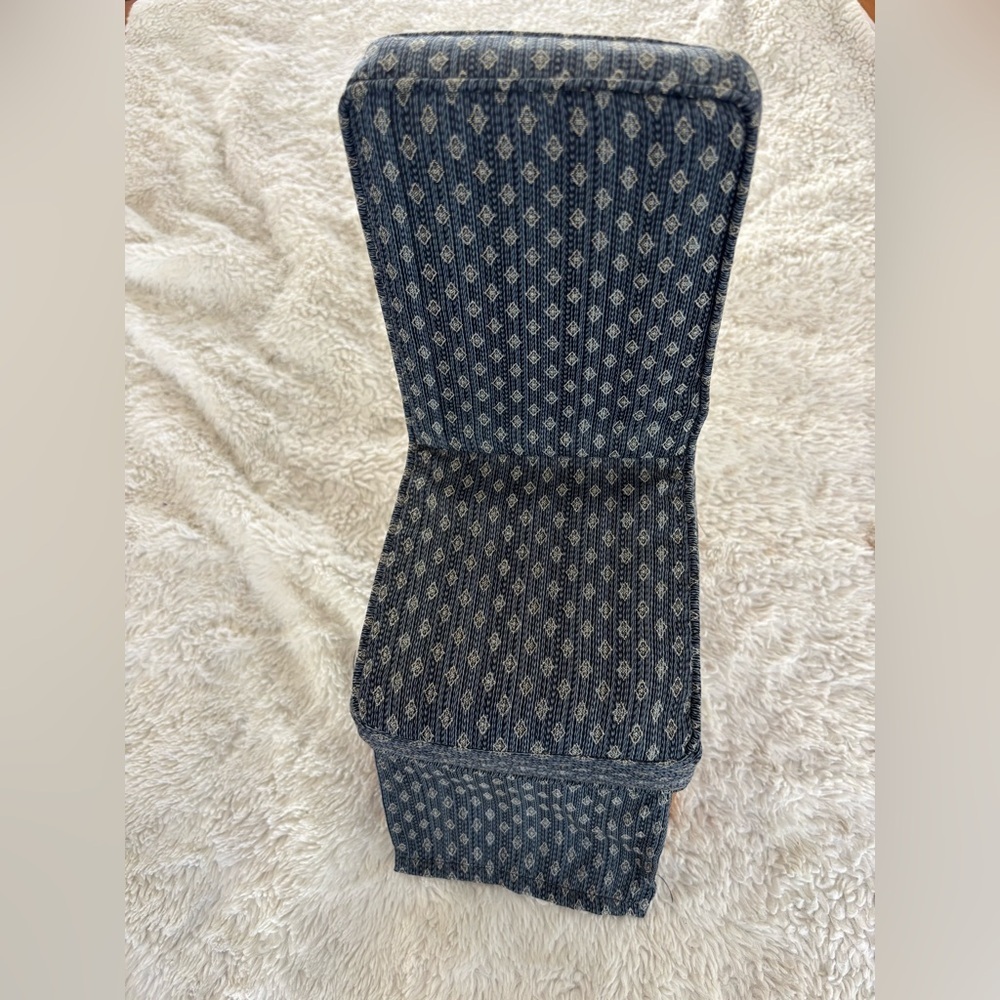 Blue Upholstered Armless Doll Chair 13" American Girl Size